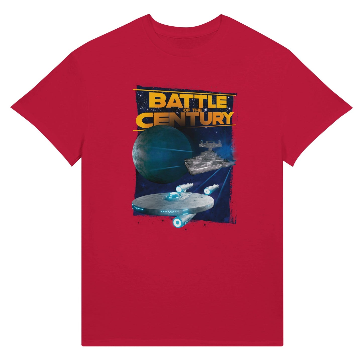 Star wars and star trek space ships red t-shirt