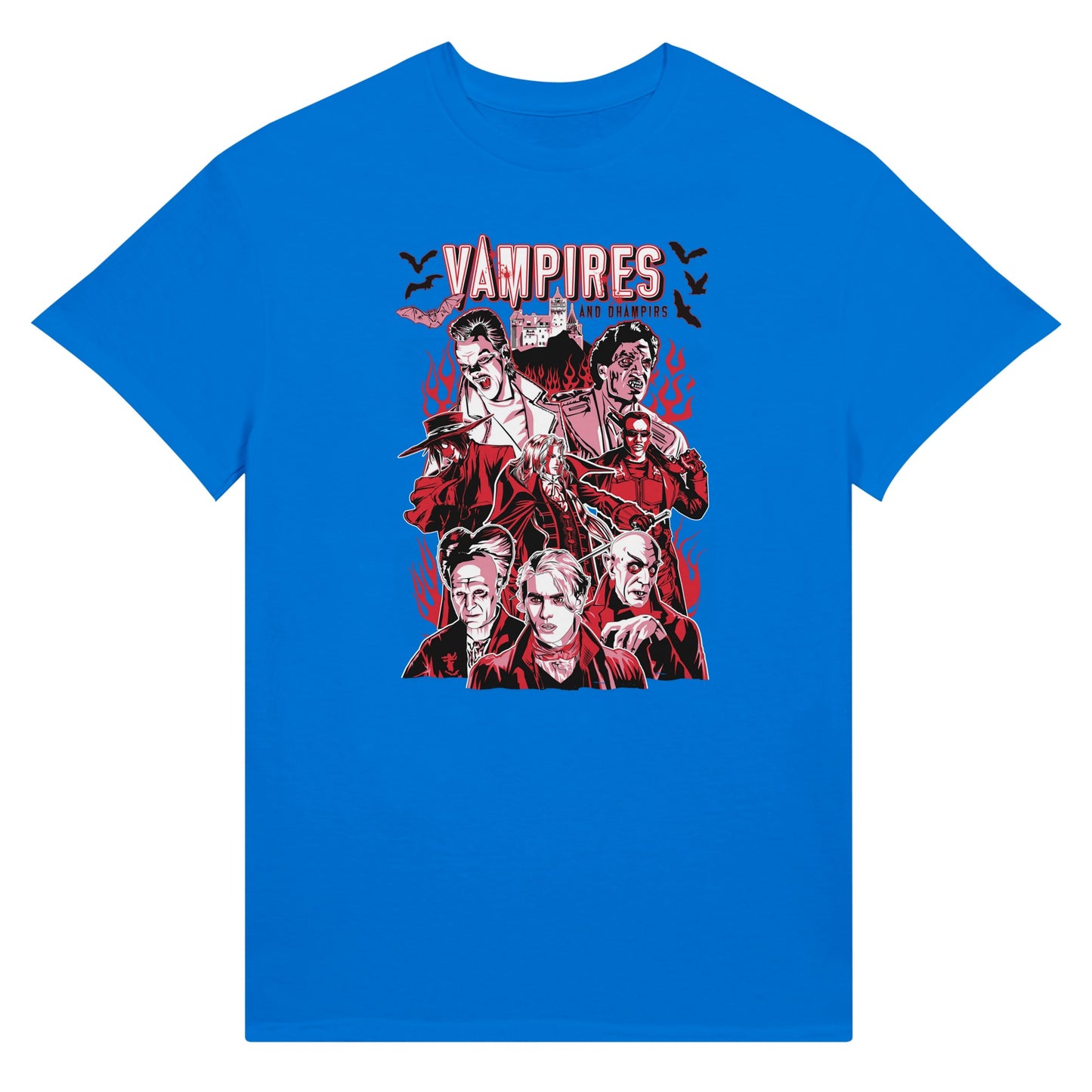 Vampires and Dhampirs' blue t-shirt