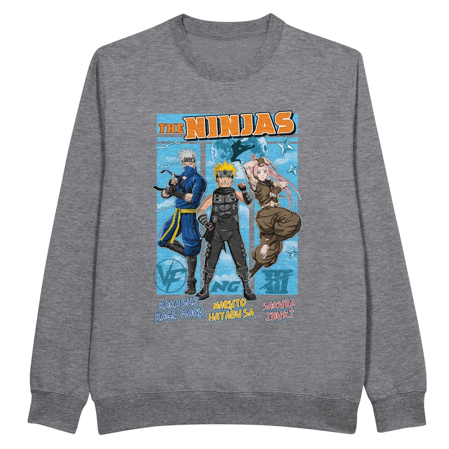 The ninjas grey sweatshirt Naruto Kakashi and Sakura