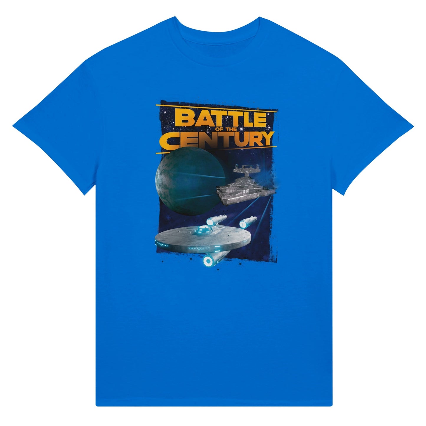 Star wars and star trek space ships blue t-shirt