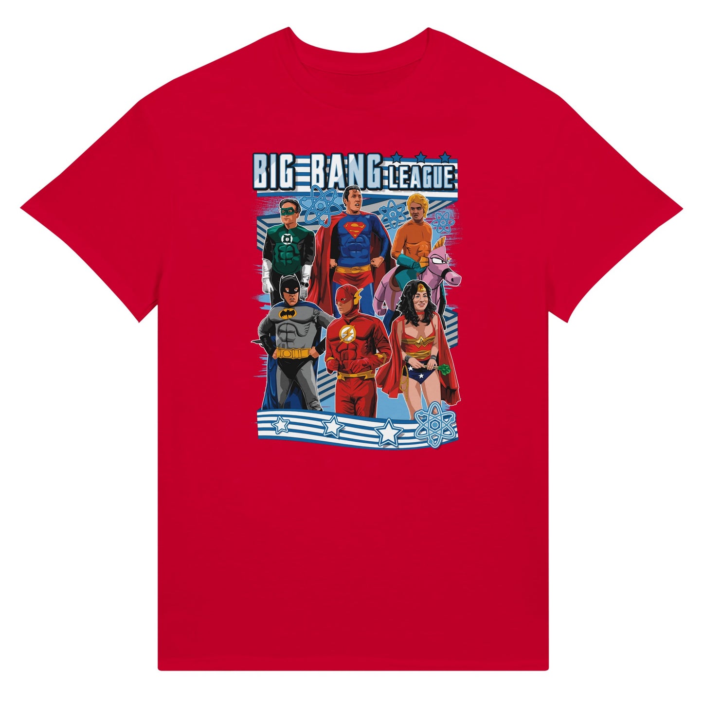 The Big Bang League of Justice red t-shirt