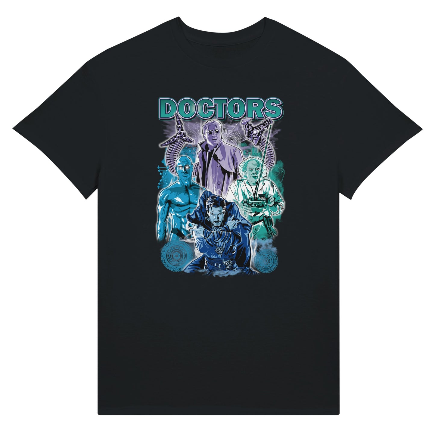 Black Doctors T-shirt from movies Back to the future, Avengers, Dr Strange, SpiderMan