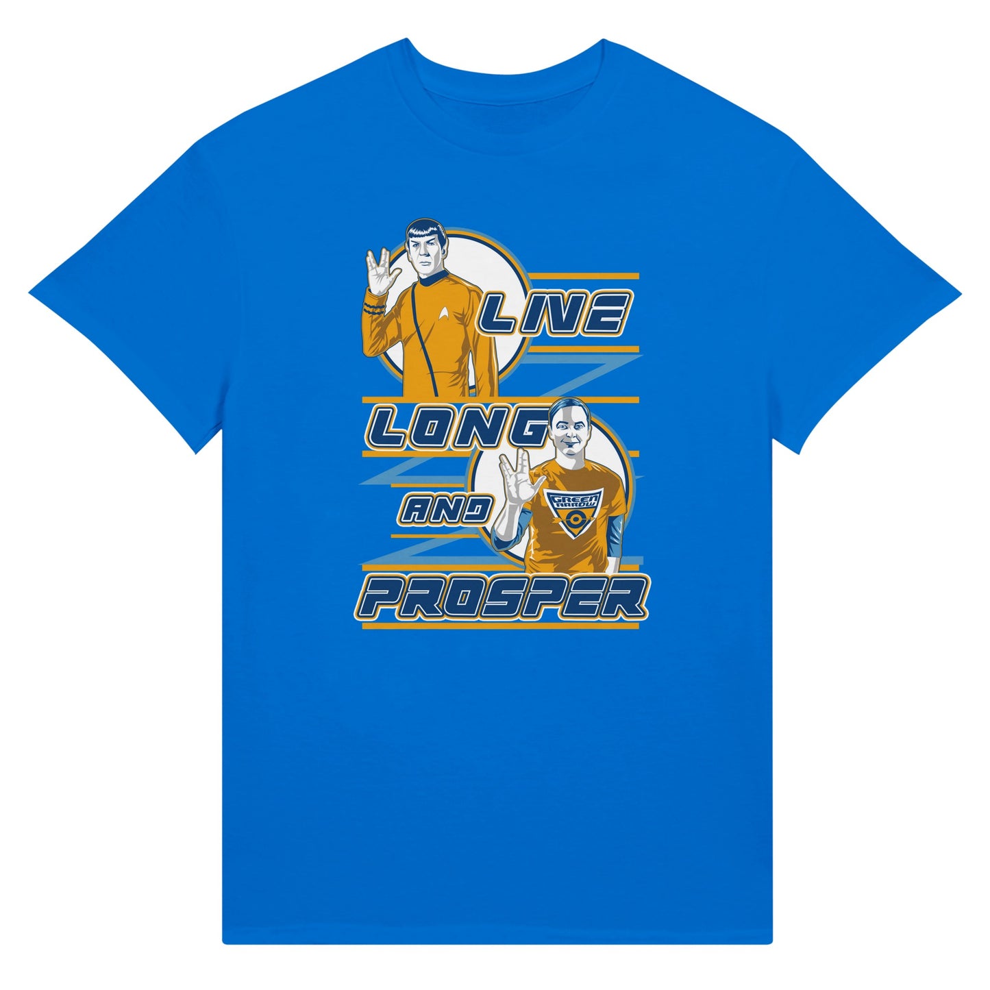 Spock and Sheldon blue t-shirt