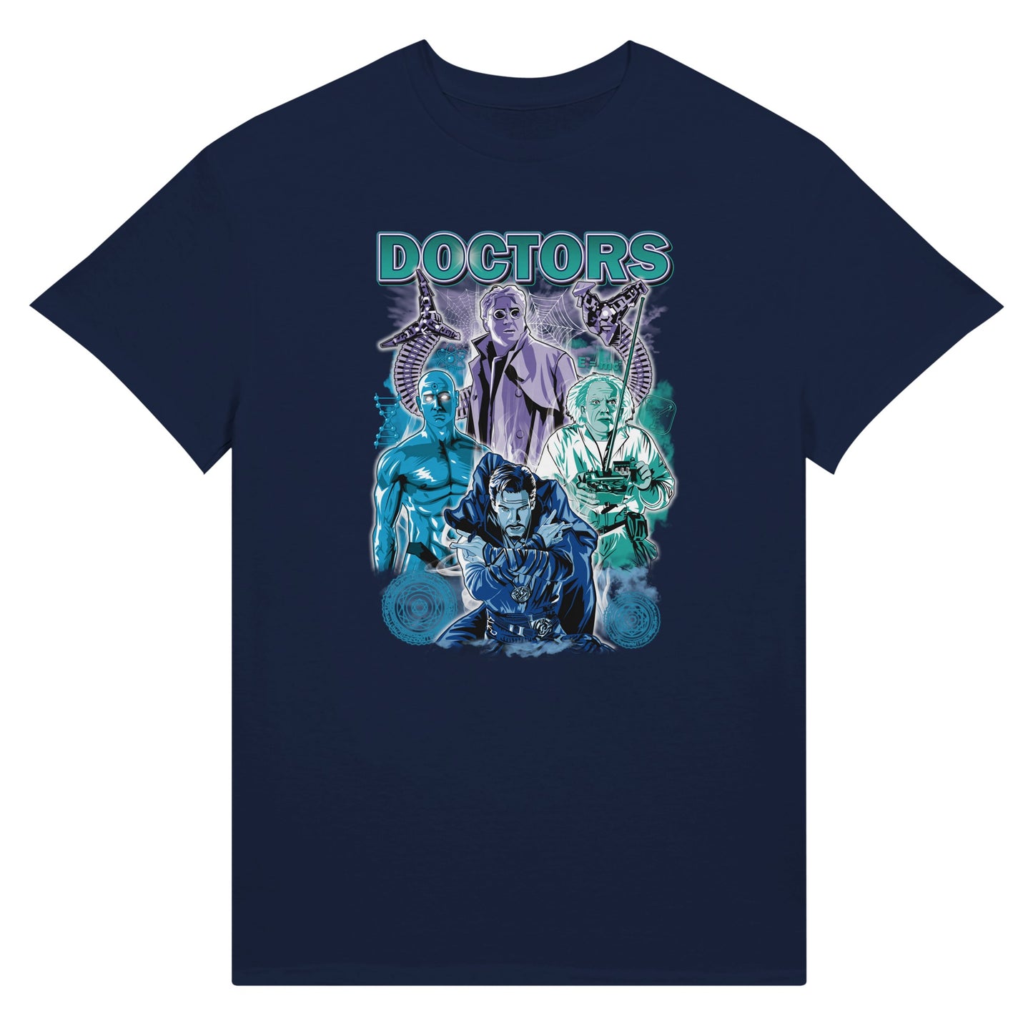 Navy Doctors T-shirt from movies Back to the future, Avengers, Dr Strange, SpiderMan