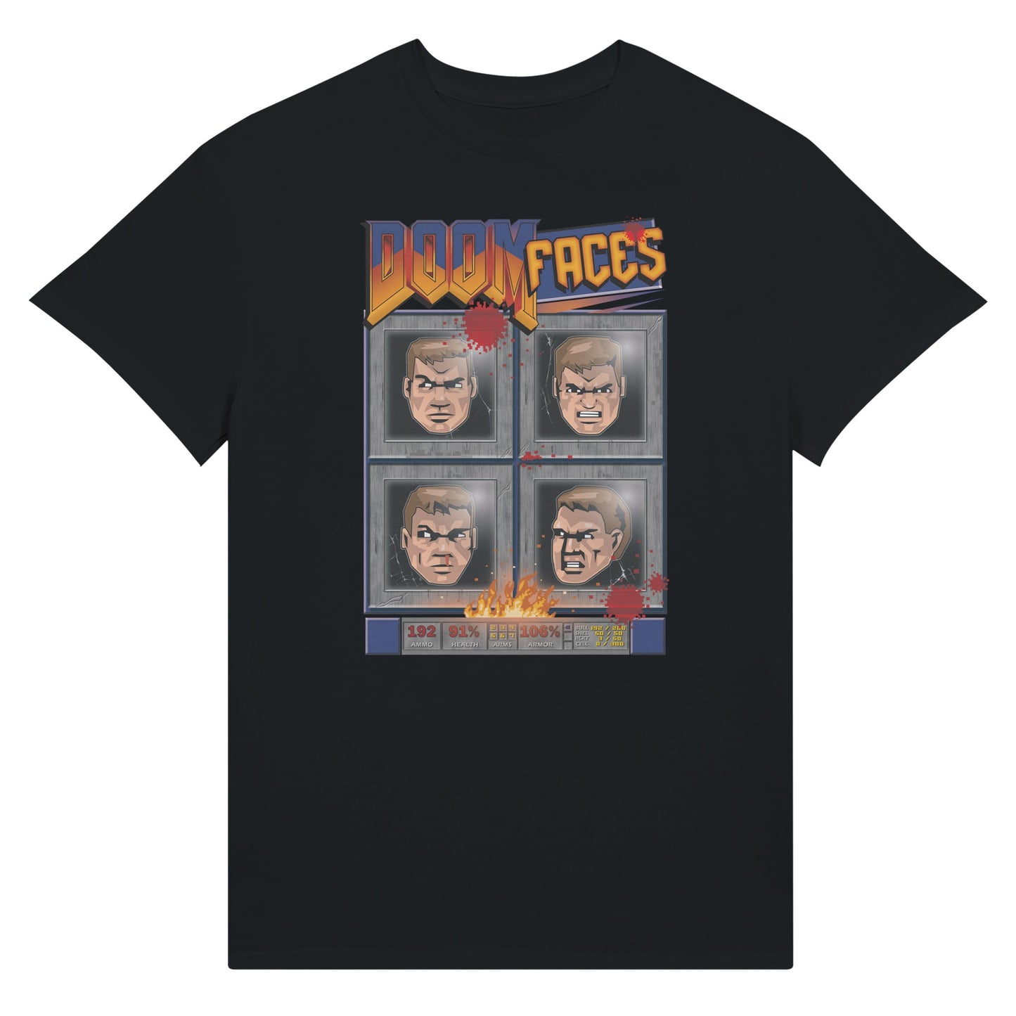 Doom faces game black t-shirt
