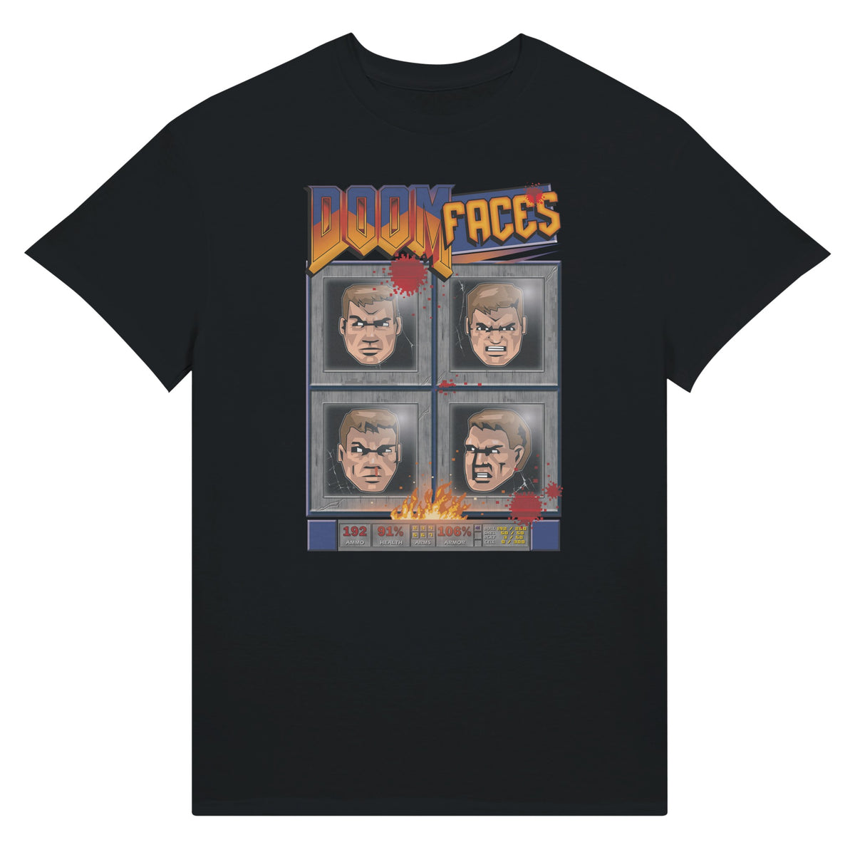 Doom faces game black t-shirt