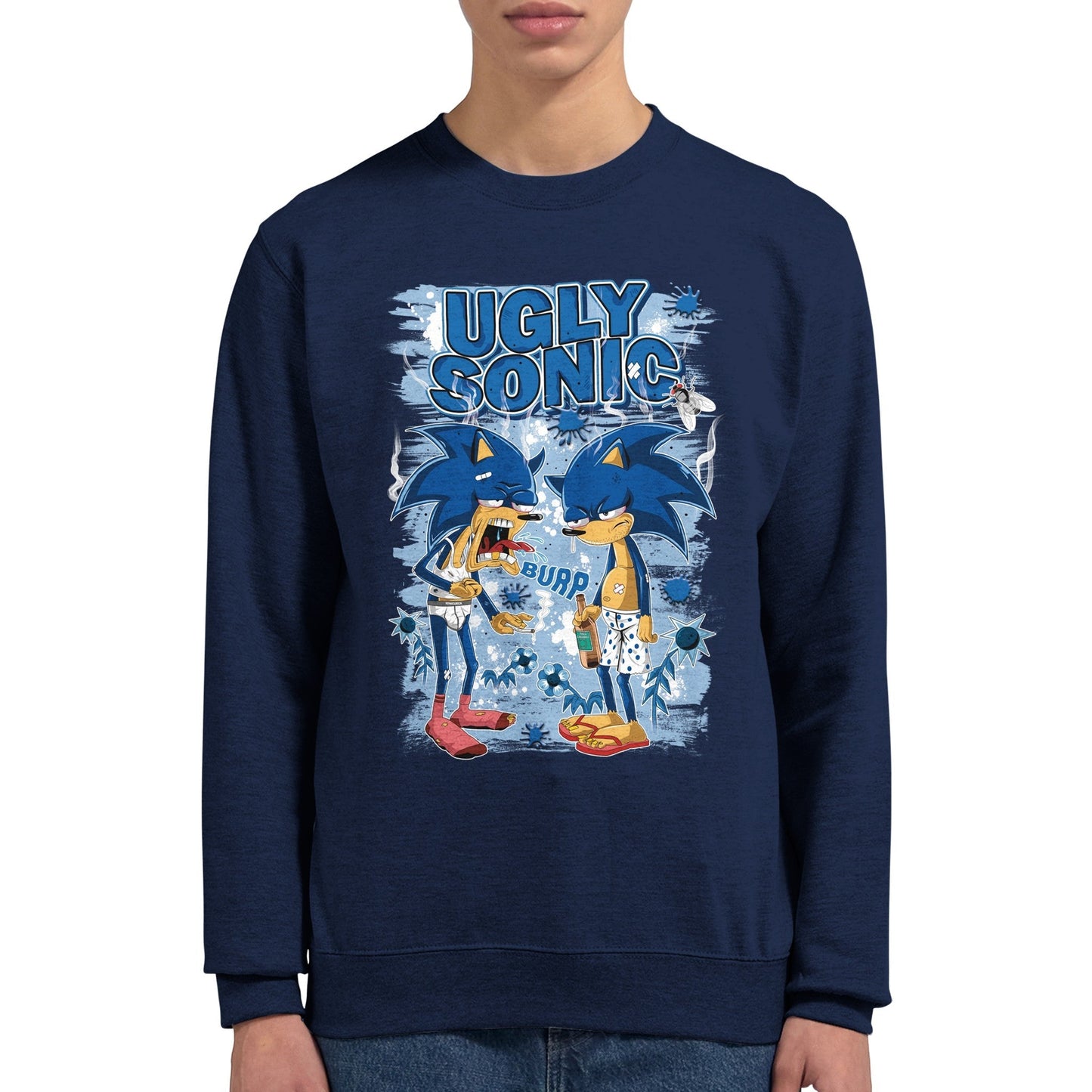 Ugly Sonic black sweatshirt model