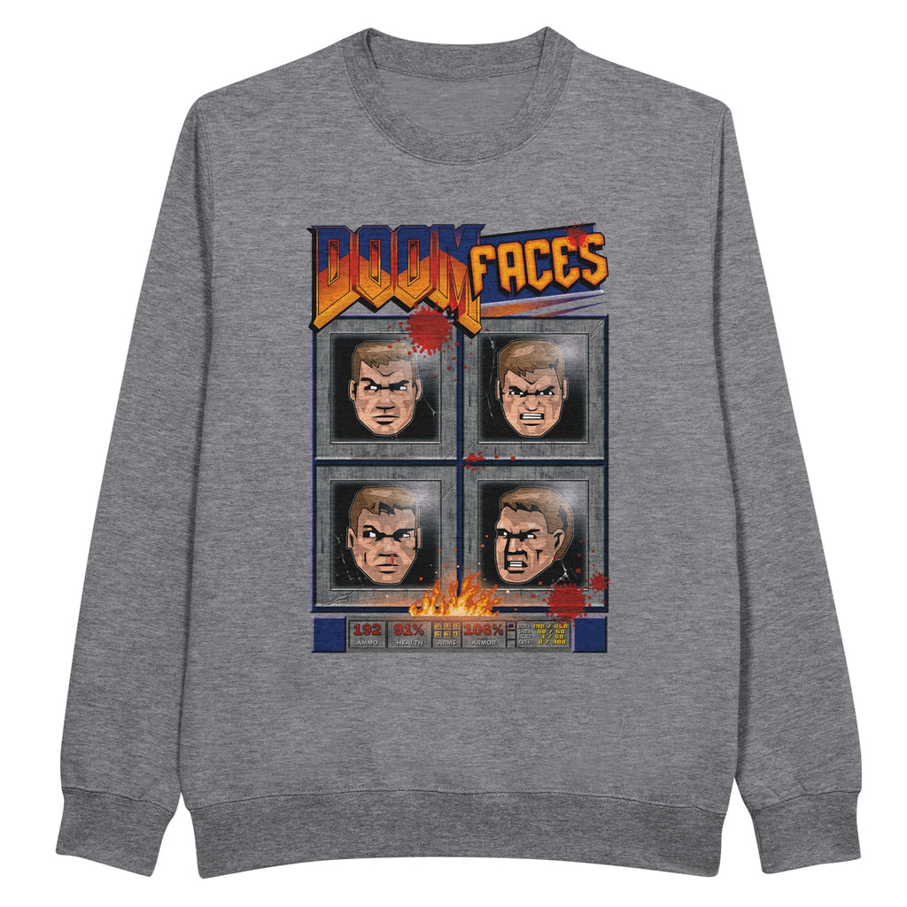 Doom faces game grey sweatshirt