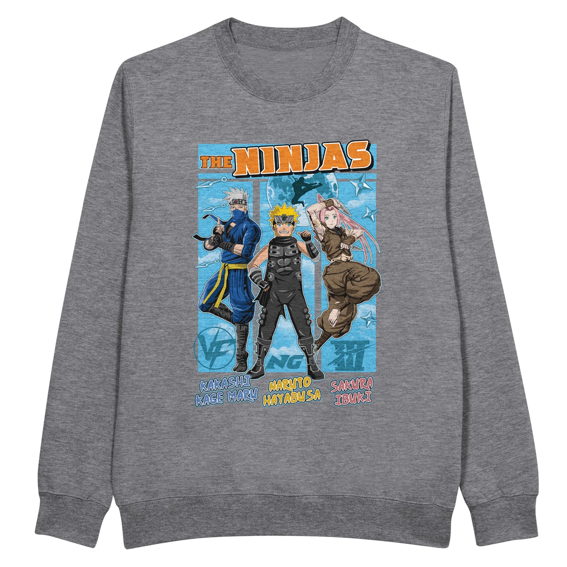 The ninjas grey sweatshirt Naruto Kakashi and Sakura 