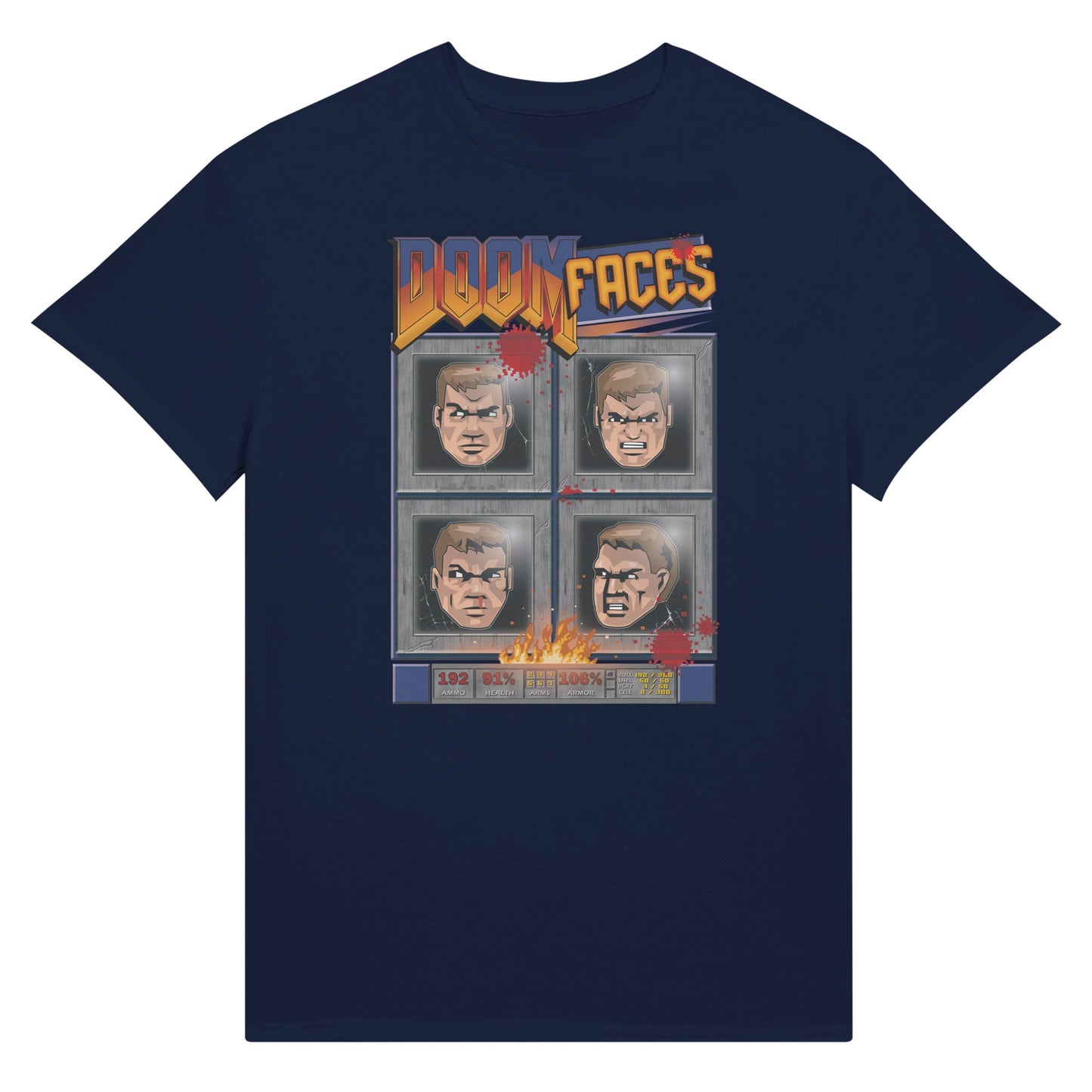 Doom faces game navy t-shirt