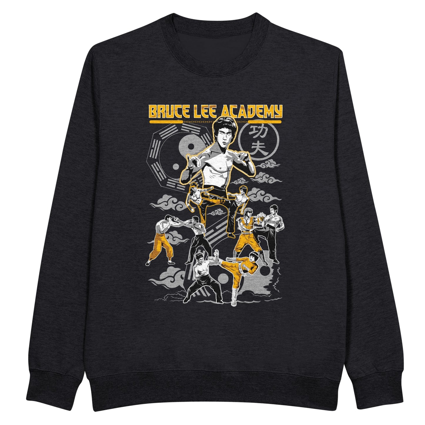 Black Sweatshirt with Bruce Lee martial arts fighting