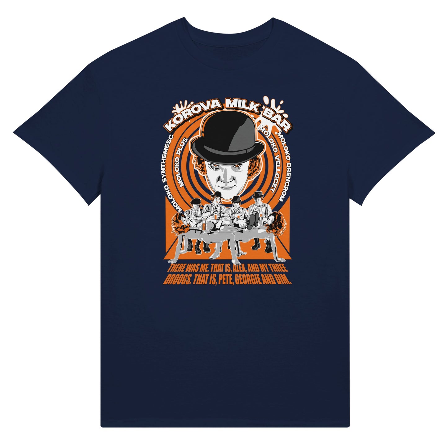 A clockwork orange navy t-shirt