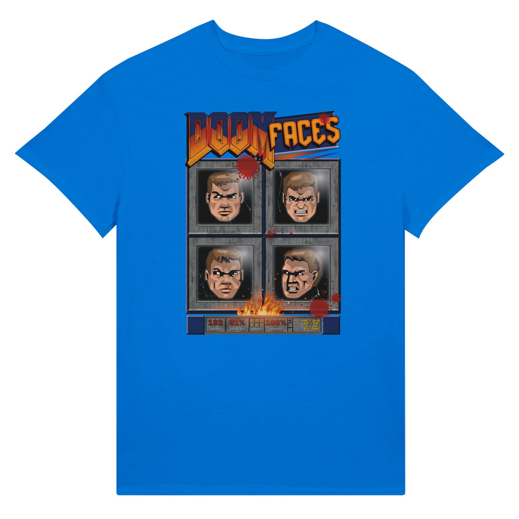 Doom faces game blue t-shirt