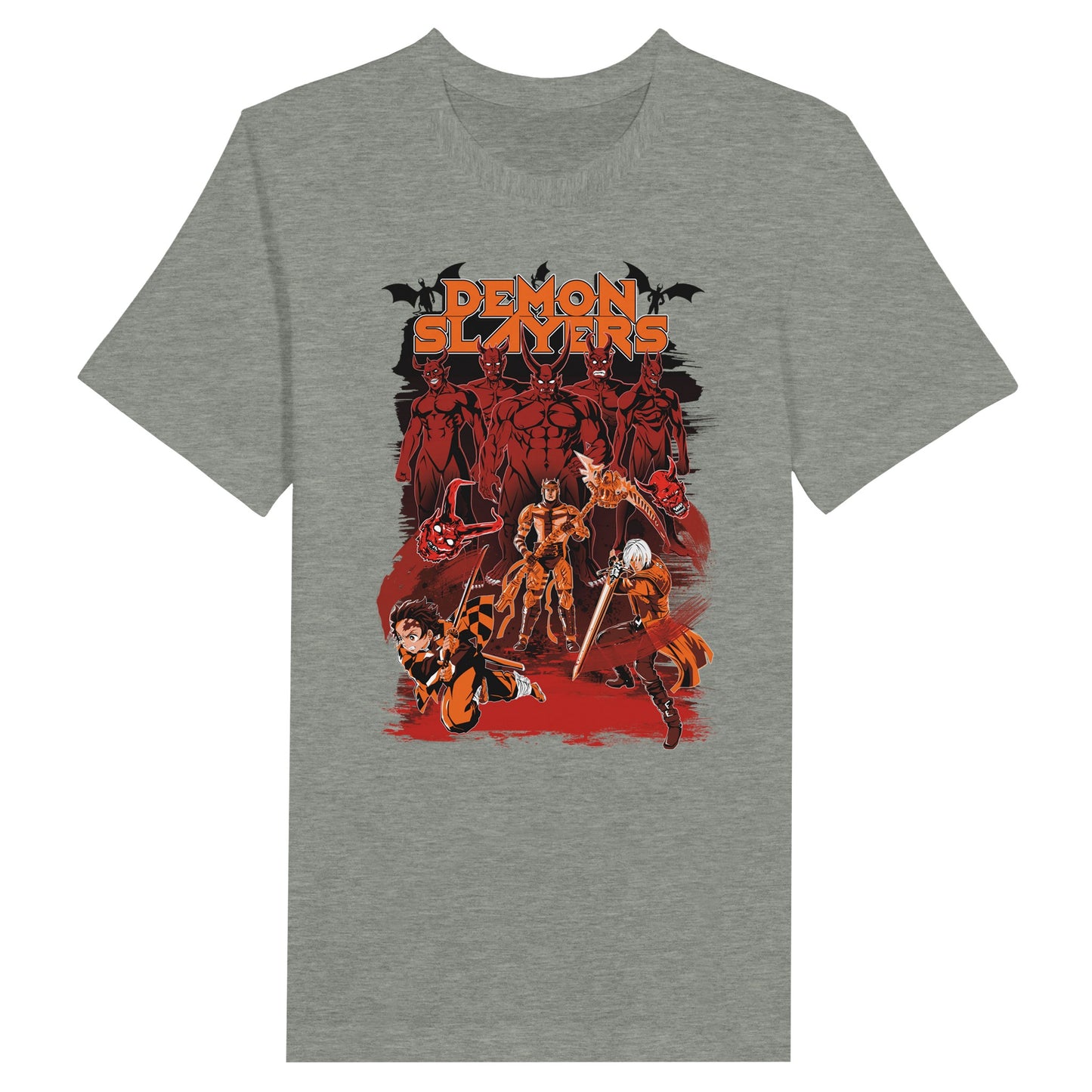 Ash t-shirt with Demon Slayer anime, Devil May Cry and Dante's inferno games