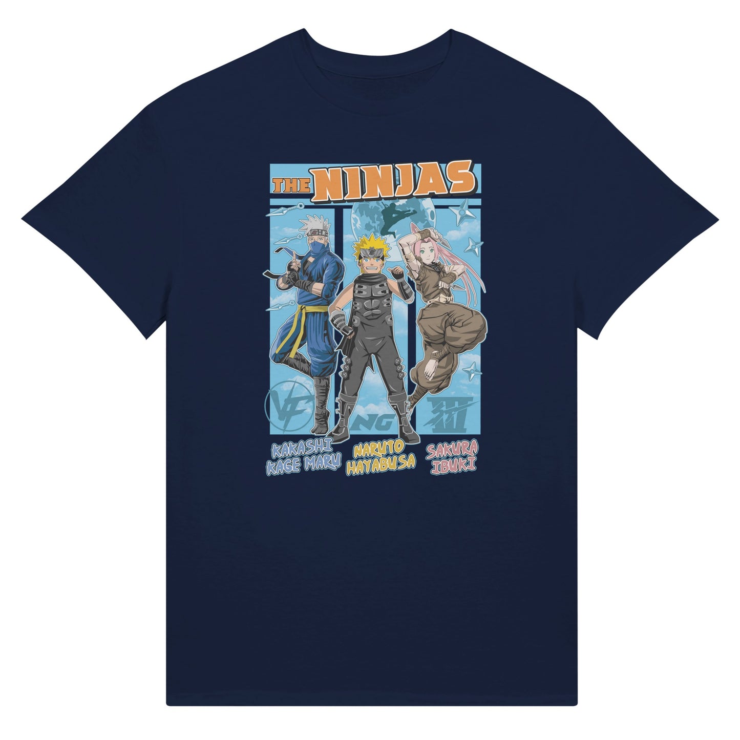 The ninjas anime navy t-shirt Naruto Kakashi and Sakura 