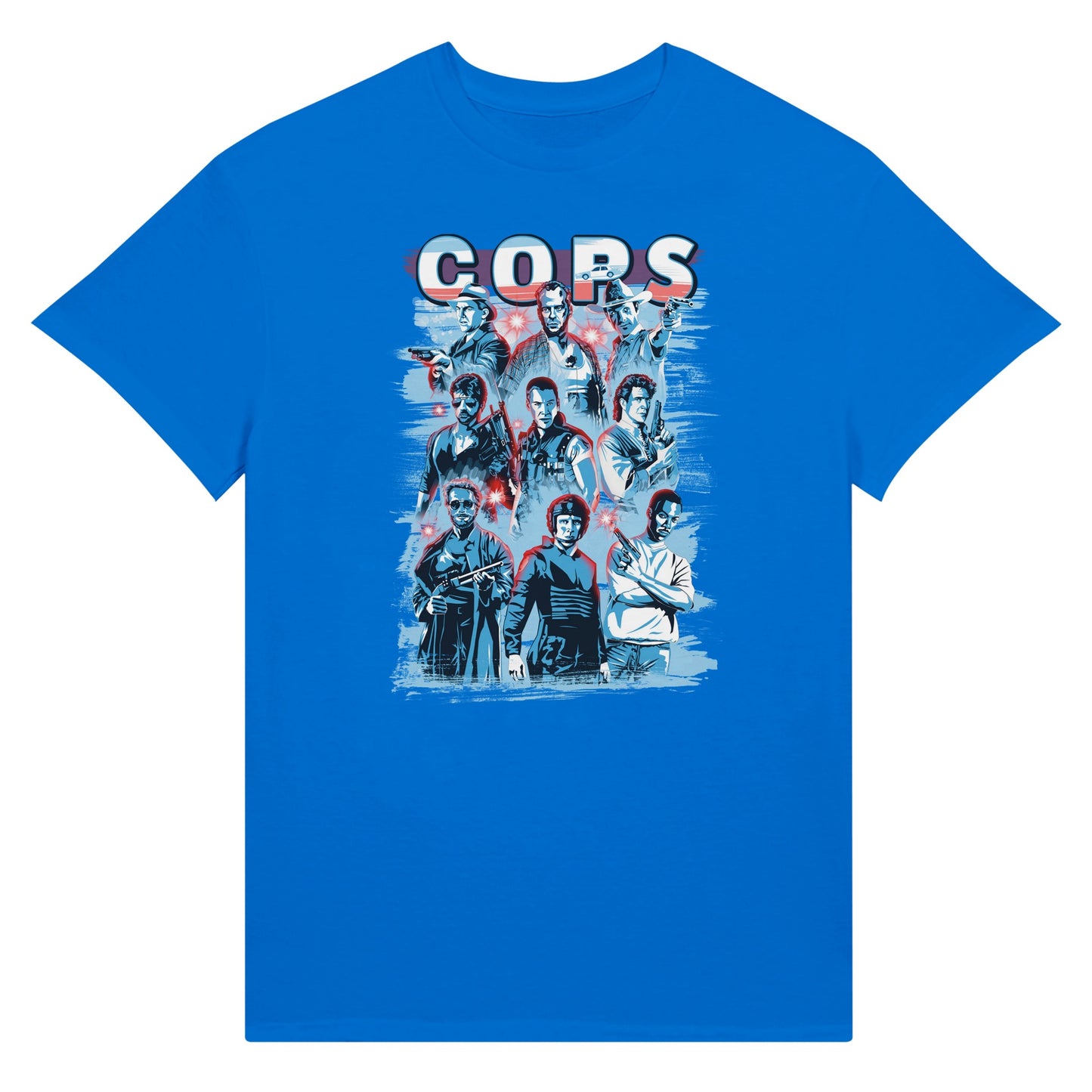 Blue T-shirt with Greatest cops from the movies