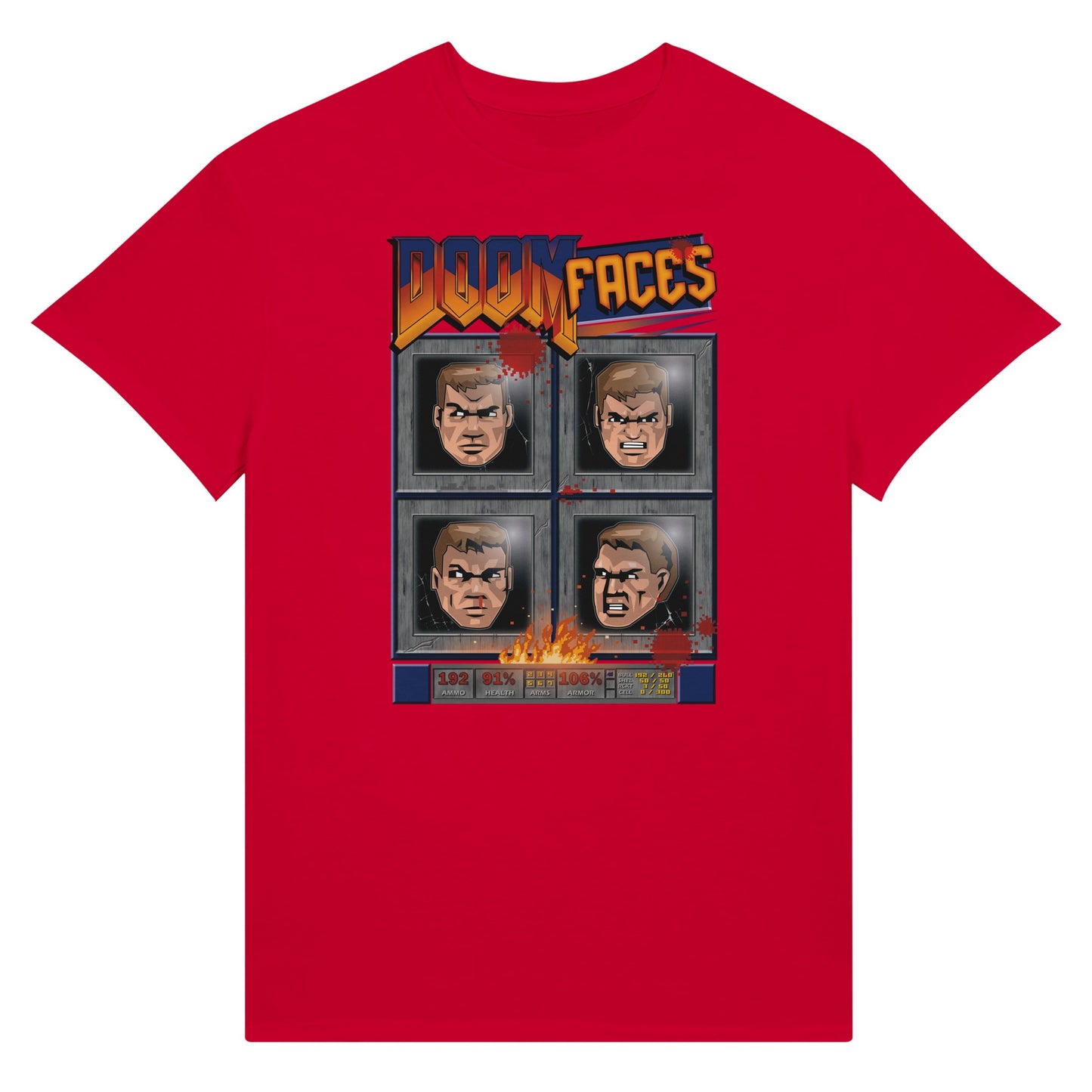 Doom faces game red t-shirt