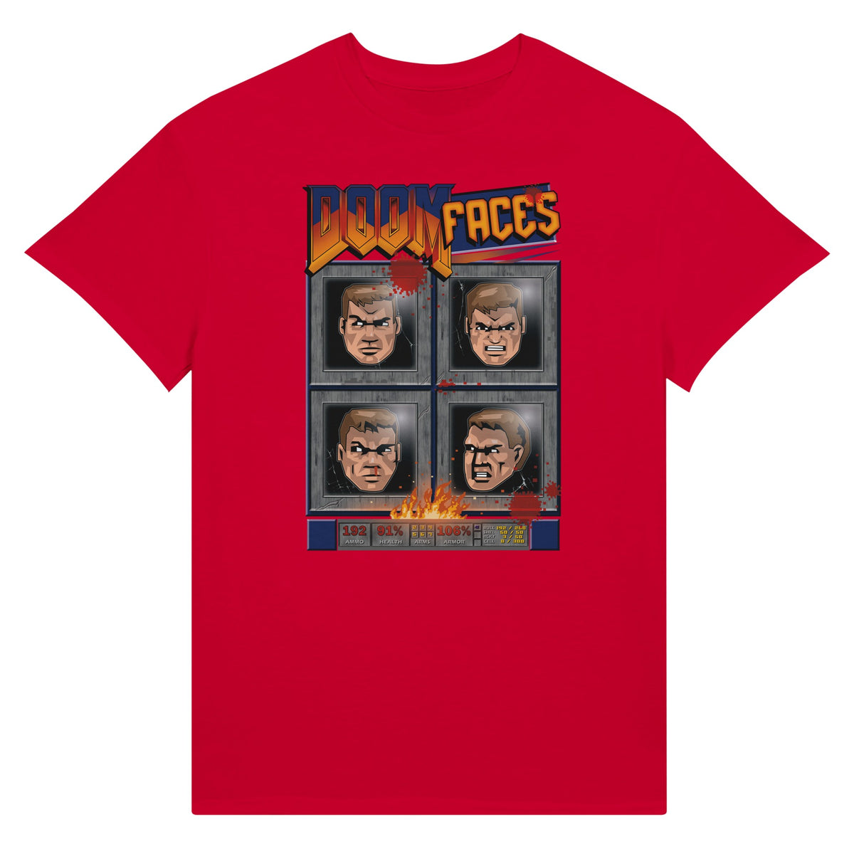 Doom faces game red t-shirt