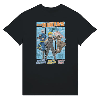 The ninjas anime black t-shirt Naruto Kakashi and Sakura 