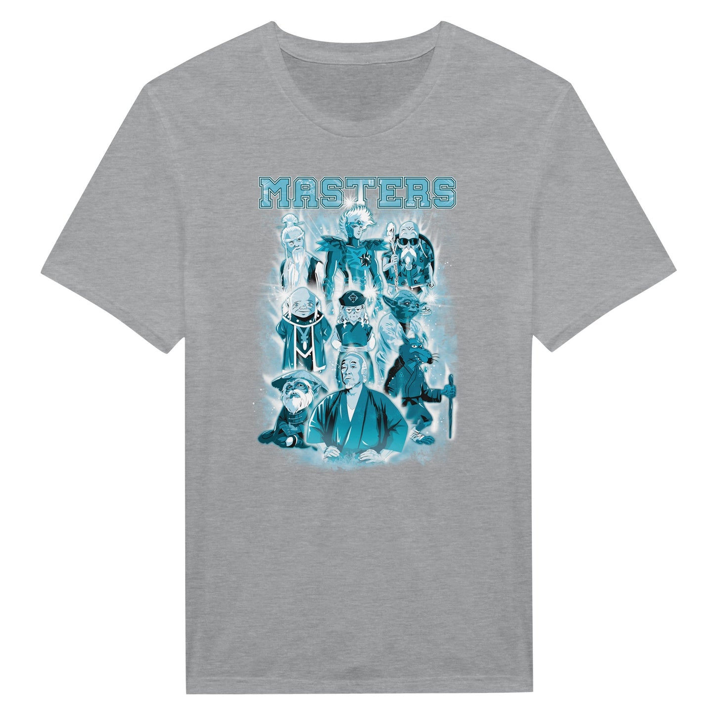 sport grey t-shirt with the big masters from movies, animes and cartoons