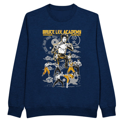 Blue Sweatshirt with Bruce Lee martial arts fighting