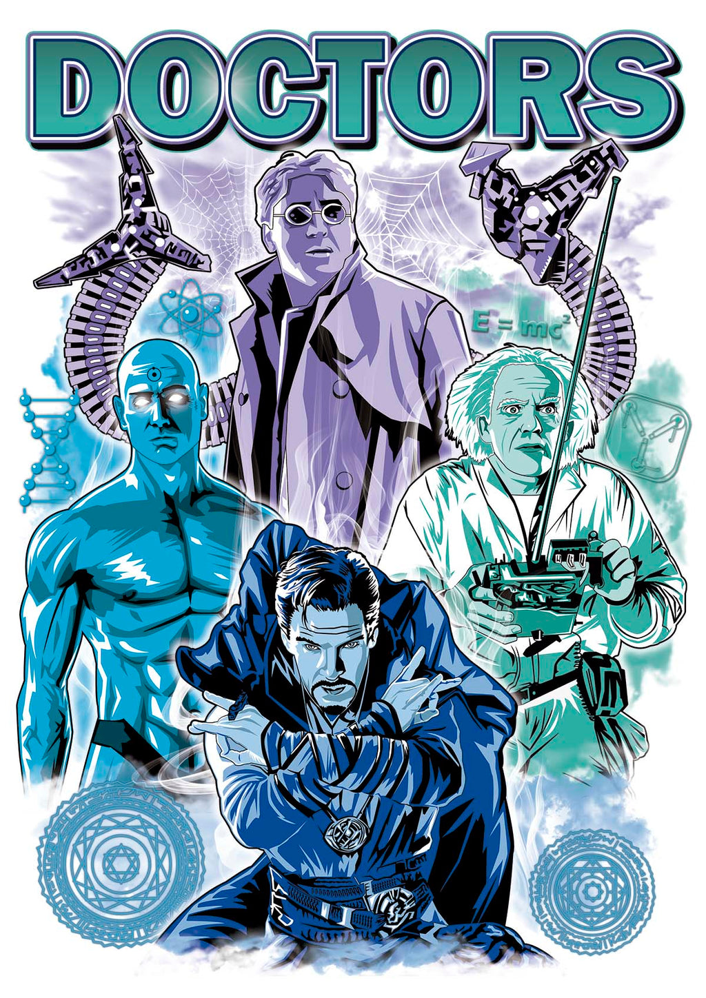 Doctors sweatshirt from movies Back to the future, Avengers, Dr Strange, SpiderMan