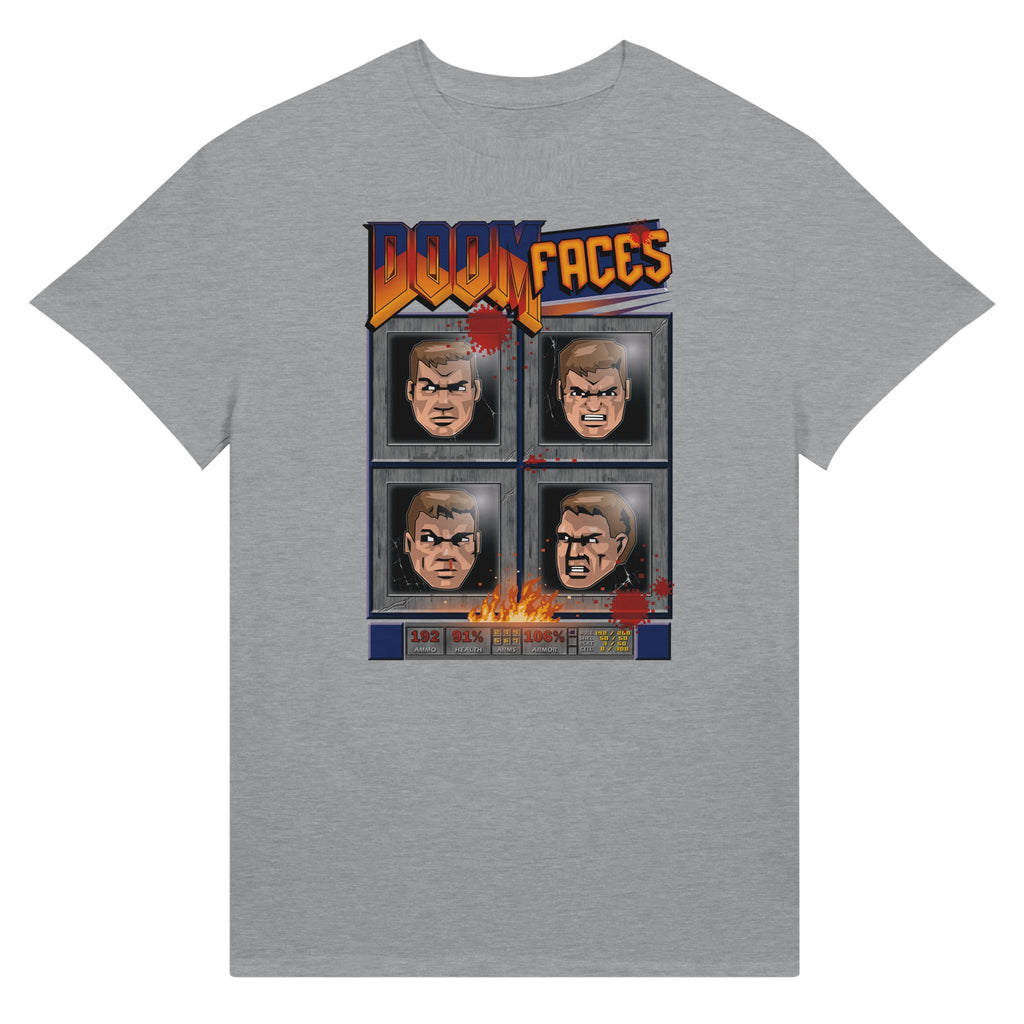 Doom faces game grey t-shirt