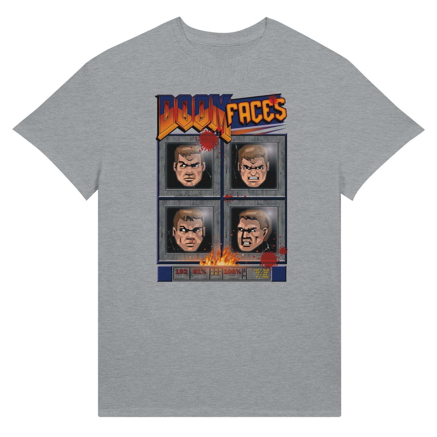 Doom faces game grey t-shirt