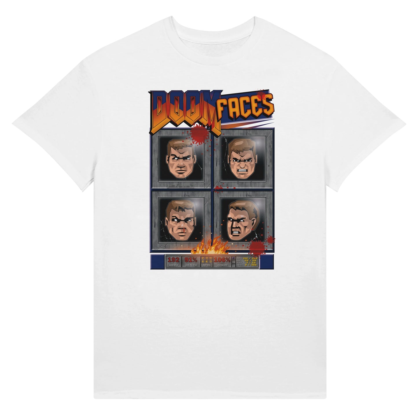 Doom faces game white t-shirt