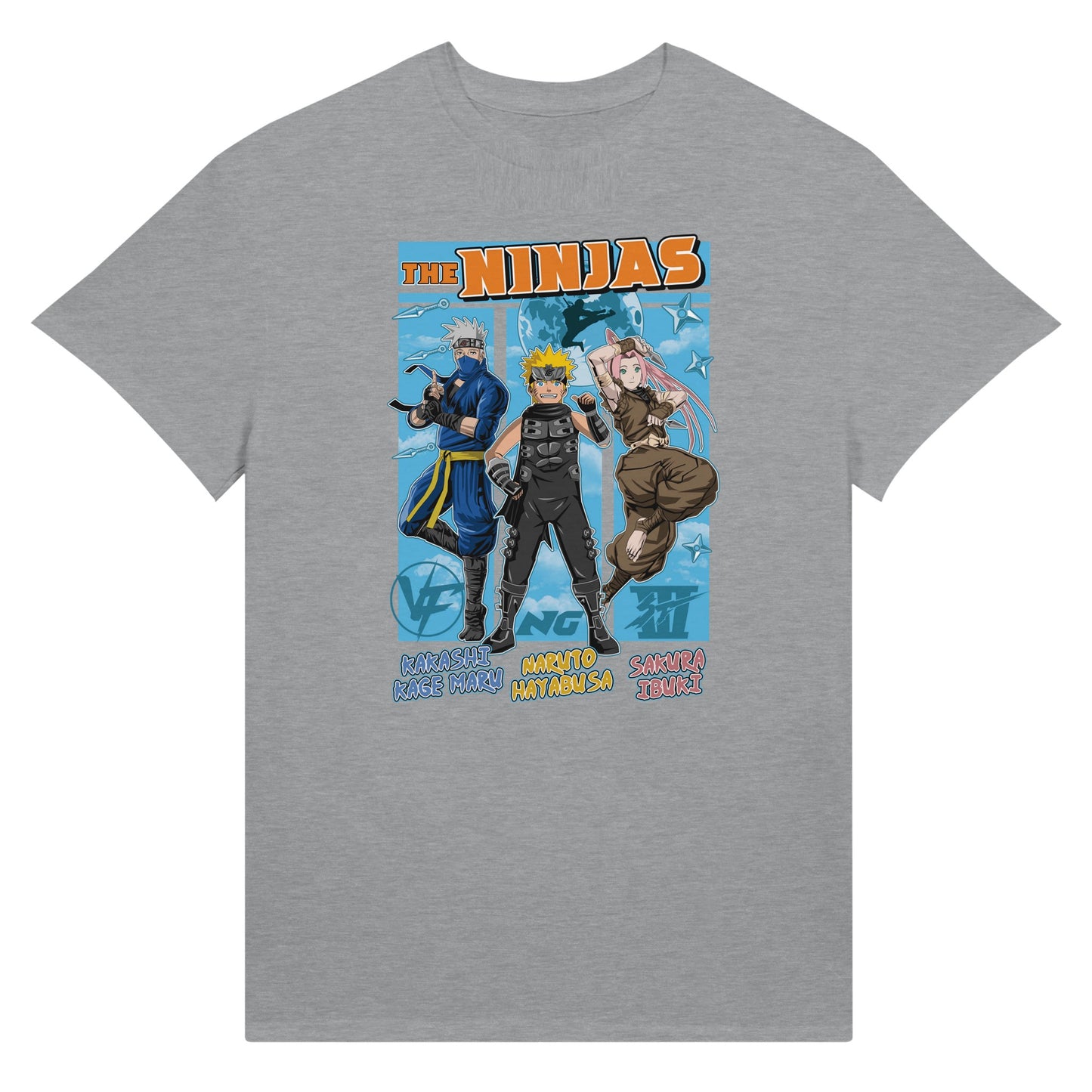 The ninjas anime grey t-shirt Naruto Kakashi and Sakura 