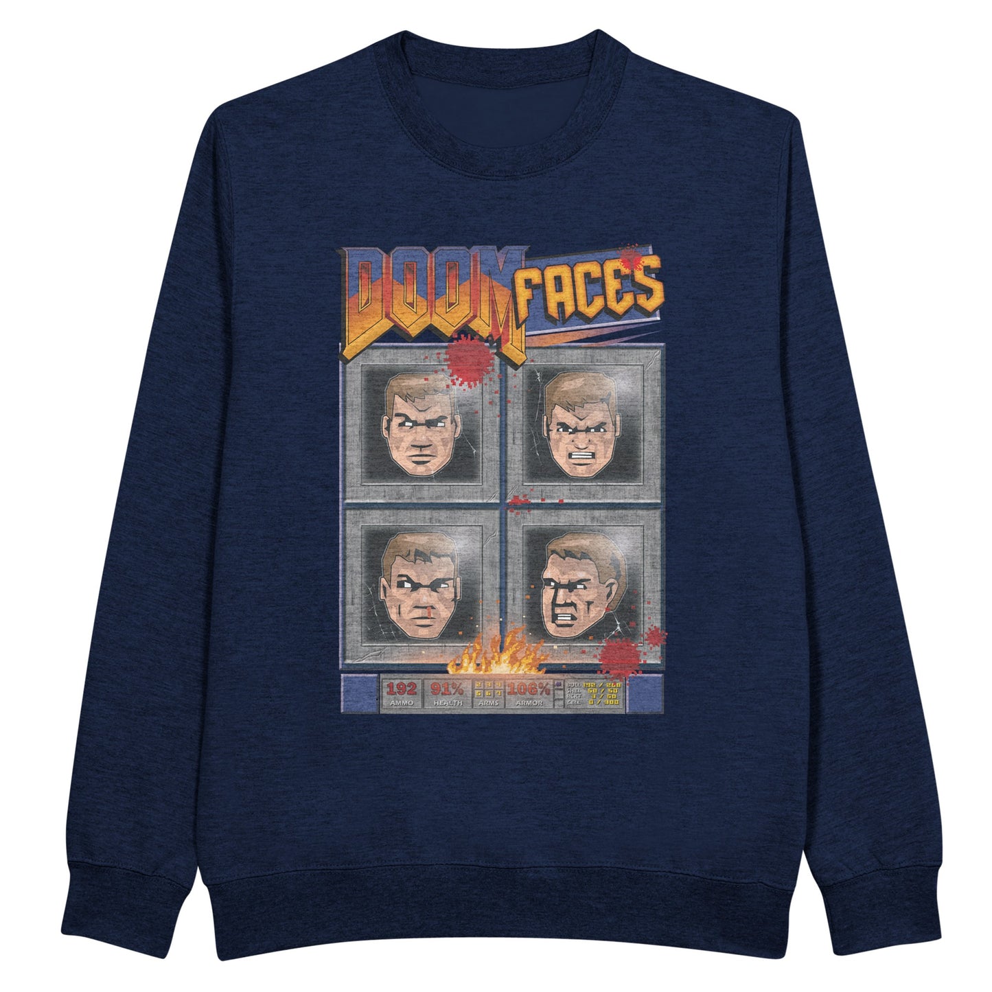 Doom faces game navy sweatshirt