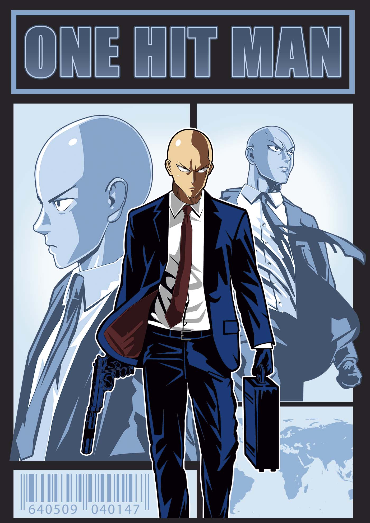 One Punch Man character in a suit with 'One Hit Man' text above.