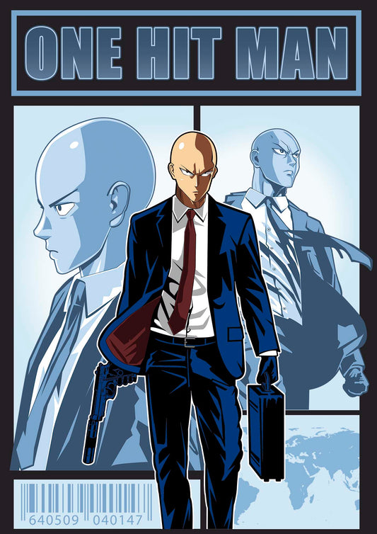 One Punch Man character in a suit with 'One Hit Man' text above.