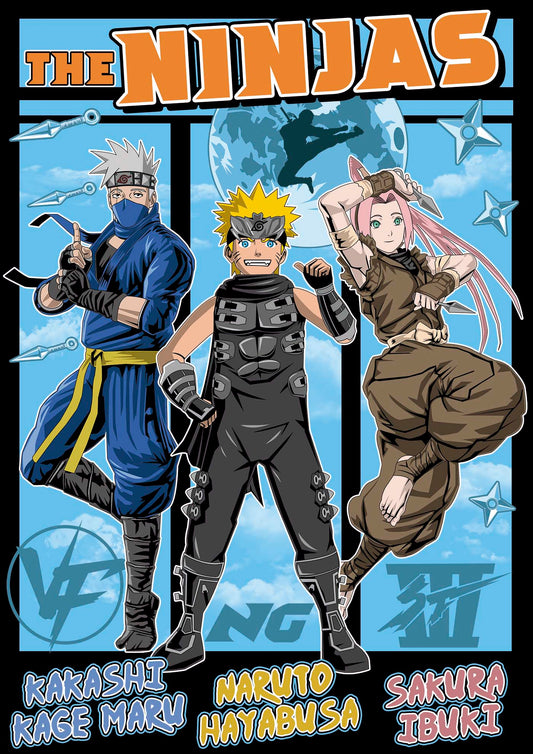 The ninjas anime t-shirt Naruto Kakashi and Sakura 